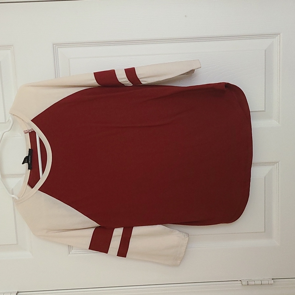 Maroon and Cream Baseball Tee